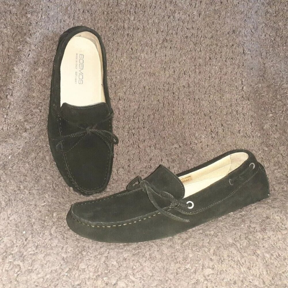 BOEMOS-Slip On-Driving Loafers/Moccasins Dark Green Suede-Size 44/11-Near Mint